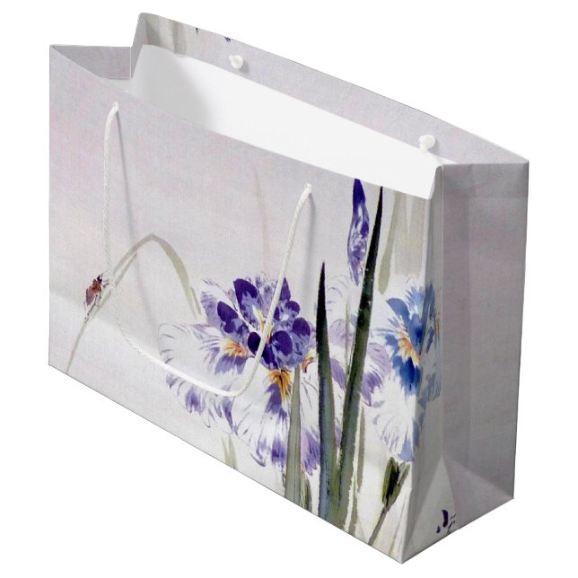 Beetle Climbing on Iris Leaf, Watanabe Seitei Large Gift Bag (Front Angled)
