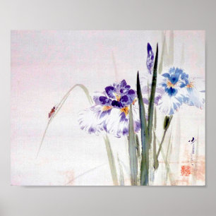 Beetle Climbing on Iris Leaf, Watanabe Seitei Poster