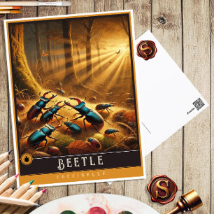 Beetle   Cute Family Vintage Animal Postcard