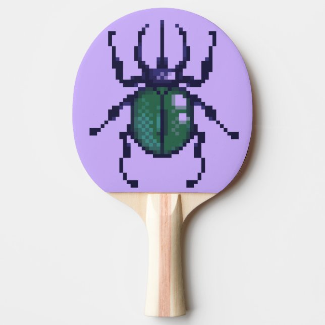 Beetle green pixel art ping pong paddle (Front)