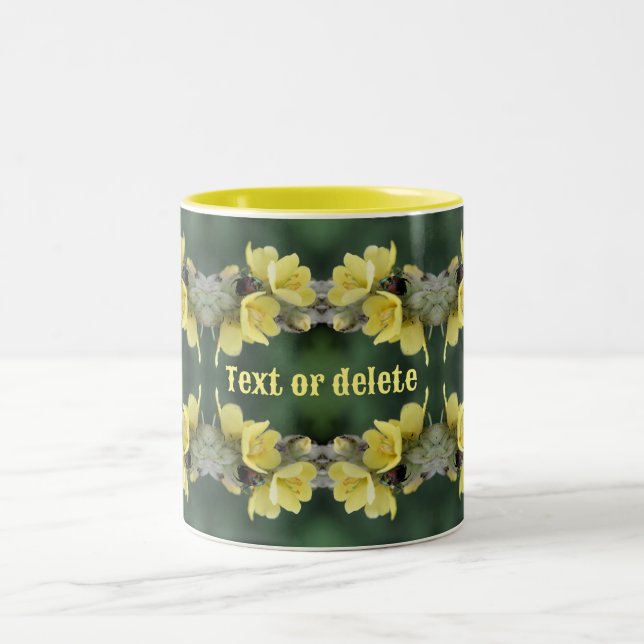 Beetle On Mullein Flower Abstract Personalized Two-Tone Coffee Mug (Center)