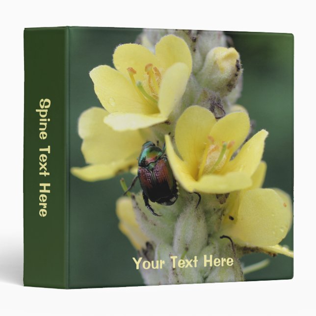 Beetle On Mullein Flower Nature Personalized Binder (Front/Spine)