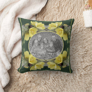 Beetle On Wild Mullein Flower Add Your Photo Throw Pillow