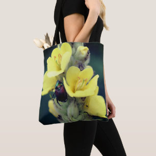 Beetle On Wild Mullein Flower Close Up  Tote Bag