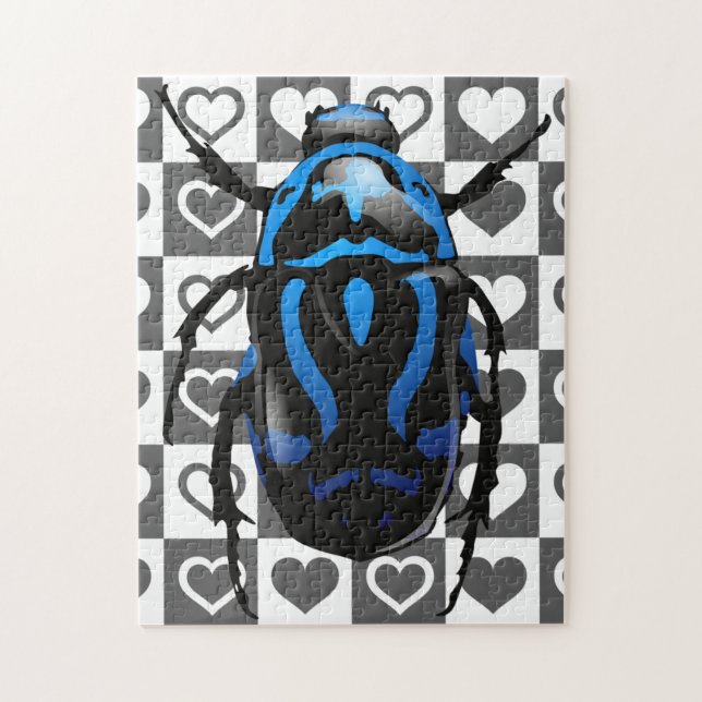 Beetle Puzzle with Hearts (Vertical)