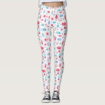 Beetle Watercolor Leggings<br><div class="desc">Watercolor bugs and beetles pattern in pink, red, blue and turquoise on a white background. Perfect for entomologists and nature lovers! Original art by Nic Squirrell.</div>