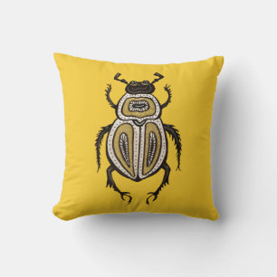 Beetle Yellow Insect Art Throw Pillow