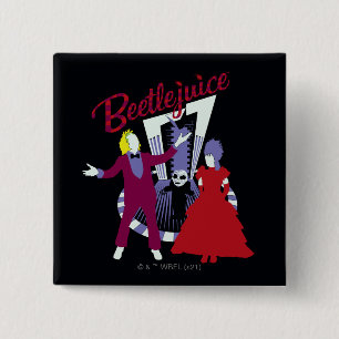 Beetlejuice   Beetlejuice & Lydia Wedding 2 Inch Square Button