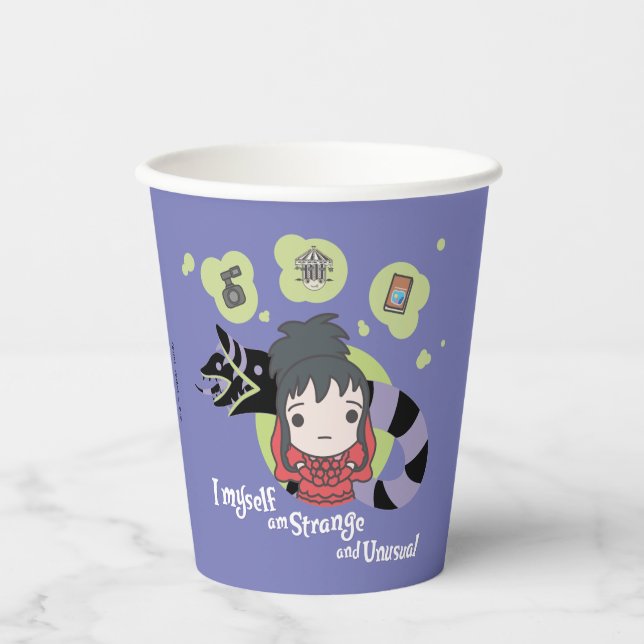 Beetlejuice | Chibi Lydia "Strange and Unusual" Paper Cups (Front)
