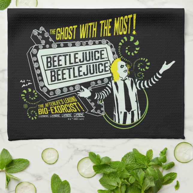 Beetlejuice | "Ghost With The Most" Marquee Kitchen Towel (Folded)