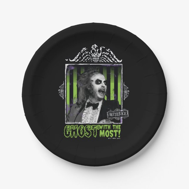 Beetlejuice | "Ghost With The Most" Portrait Paper Plate (Front)