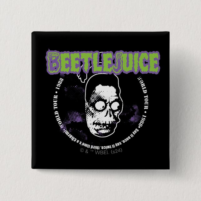 Beetlejuice | Harry the Hunter Shrunken Head 2 Inch Square Button (Front)