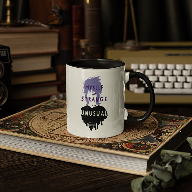 Beetlejuice | Lydia "Strange and Unusual" Graphic Mug (Mug on table)