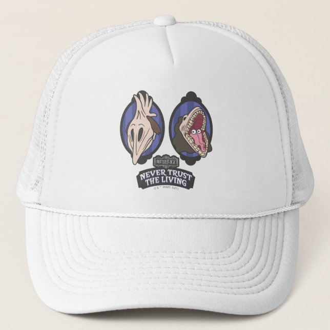 Beetlejuice | Maitlands "Never Trust The Living" Trucker Hat (Front)