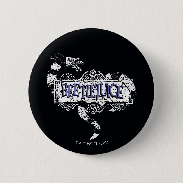 Beetlejuice | Sandworm Coiled on Beetlejuice Logo 2 Inch Round Button (Front)