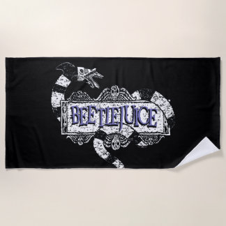 Beetlejuice | Sandworm Coiled on Beetlejuice Logo Beach Towel