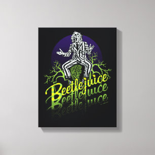 Beetlejuice Sitting on a Tombstone Canvas Print