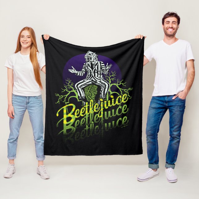 Beetlejuice | Sitting on a Tombstone Fleece Blanket (In Situ)