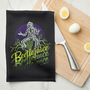 Beetlejuice Sitting on a Tombstone Kitchen Towel
