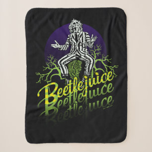 Beetlejuice   Sitting on a Tombstone Sherpa Blanket