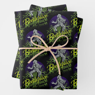 Beetlejuice   Sitting on a Tombstone Wrapping Paper Sheet
