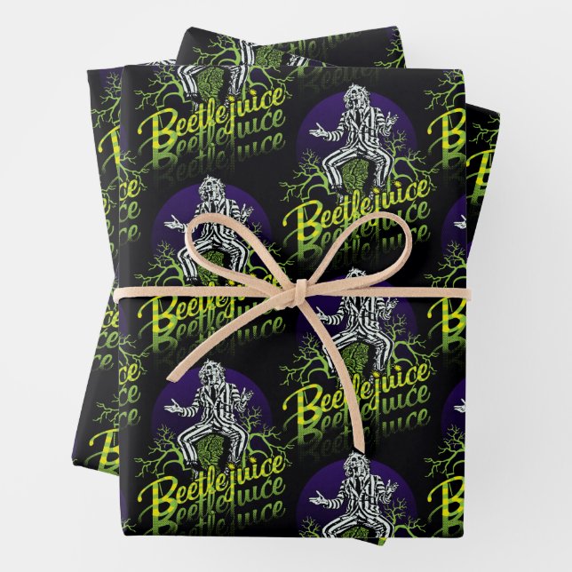 Beetlejuice | Sitting on a Tombstone Wrapping Paper Sheet (In situ)