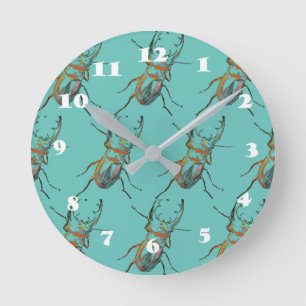 Beetles Bugs Round Clock