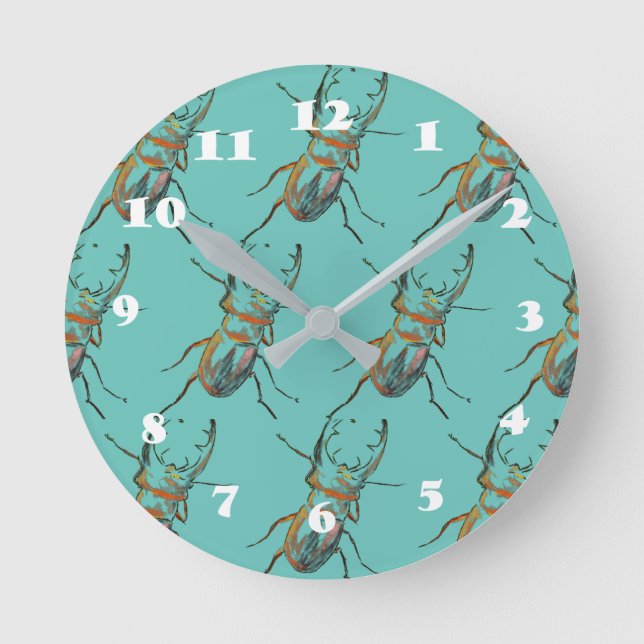 Beetles Bugs  Round Clock (Front)