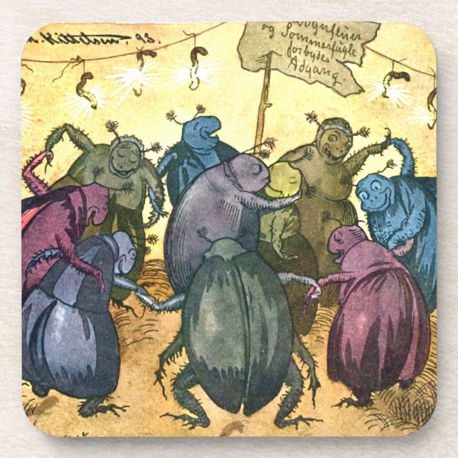 Beetles Celebrating Midsummer Coaster (Front)