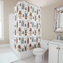 Beetles Multi-Colored Shower Curtain
