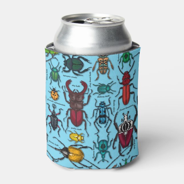 Beetles on blue can cooler (Can Front)