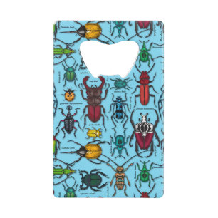 Beetles on blue credit card bottle opener