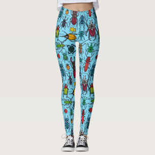 Beetles on blue leggings