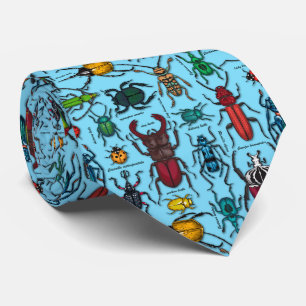 Beetles on blue tie