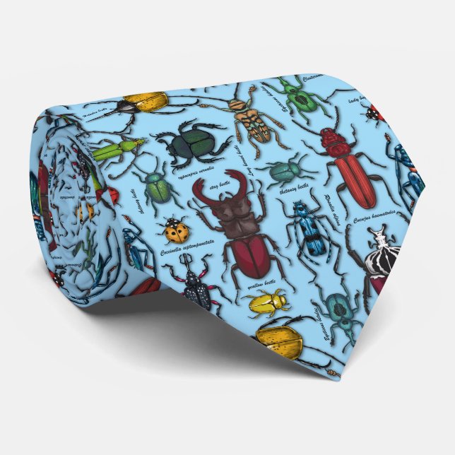 Beetles on blue tie (Rolled)
