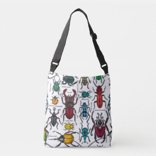 Beetles on white crossbody bag