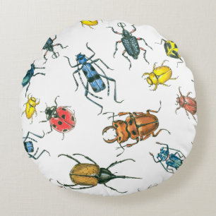 Beetles Round Pillow