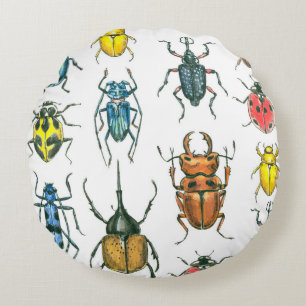 Beetles Round Pillow