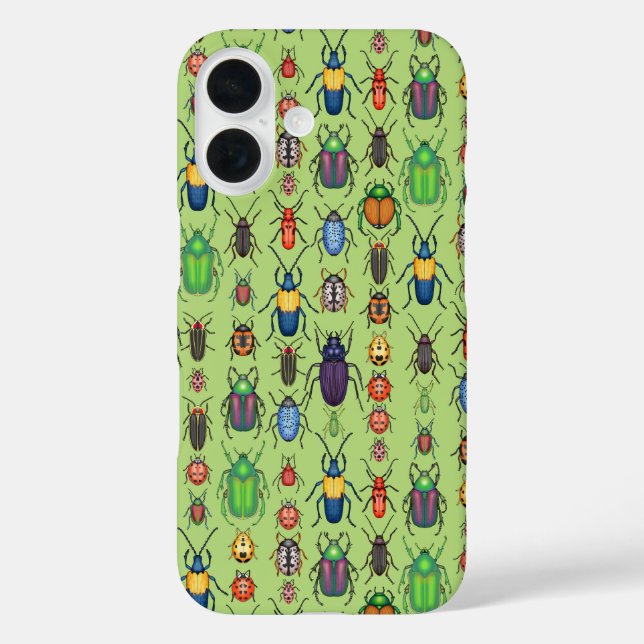 beetles variety on green Case-Mate iPhone case (Back)