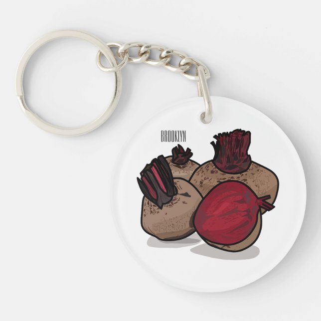 Beetroot cartoon illustration  keychain (Front)