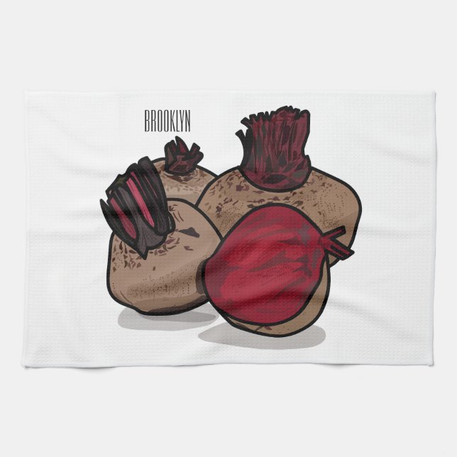 Beetroot cartoon illustration  kitchen towel (Horizontal)