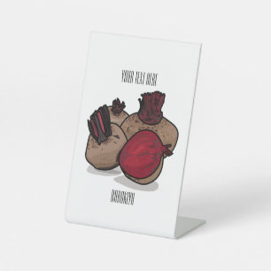Beetroot cartoon illustration pedestal sign