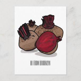 Beetroot cartoon illustration postcard