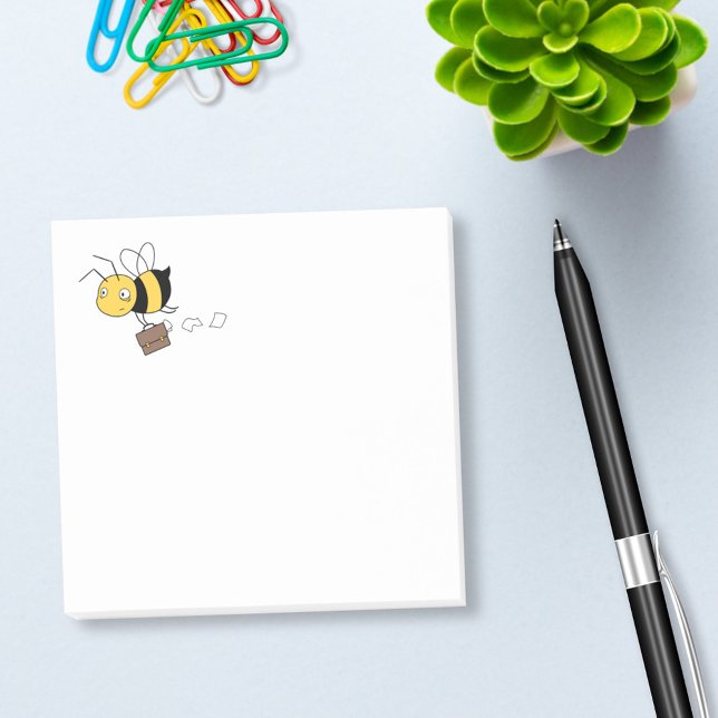 Beezness Bee, Tired Stressed Bee Holding Briefcase Post-it Notes (Creator Uploaded)