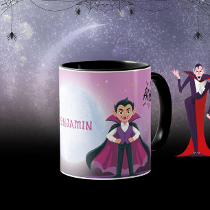 Before and After Bat to Vampire Halloween Mug