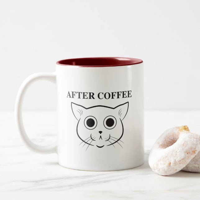 Before and after coffee Cat mug (With Donut)