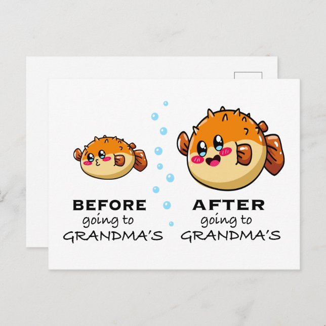 Before and After Going To Grandma Funny Nana Postcard (Front/Back)