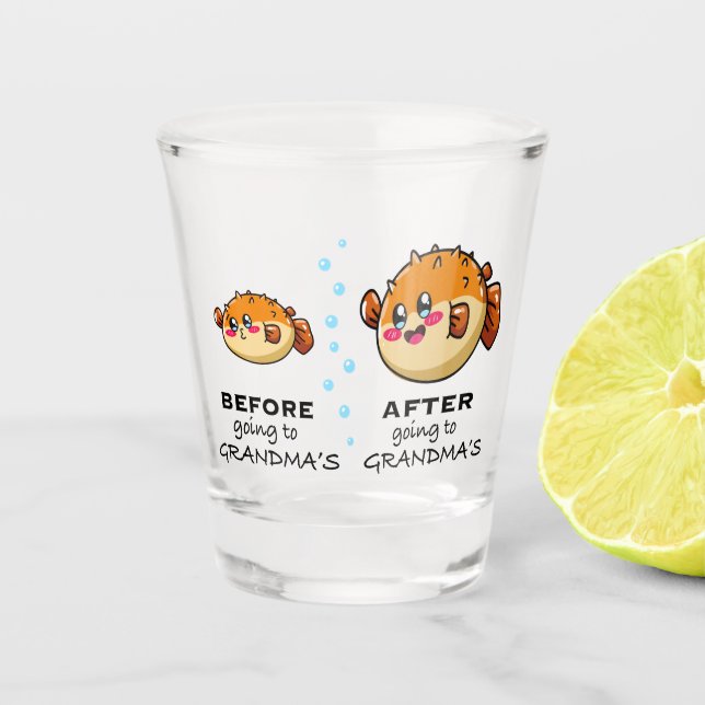 Before and After Going To Grandma Funny Nana Shot Glass (Front)