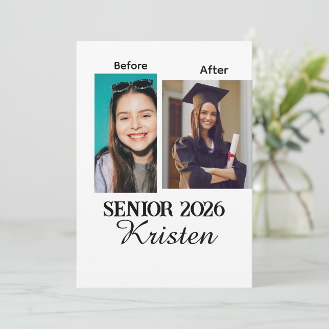 Before and after photo personalized graduation  (Standing Front)