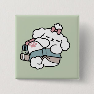 Before Bedtime with My Pup – Book and Dog Lover 2 Inch Square Button